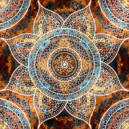 Vector square background. Mandala round decorative ornament pattern.