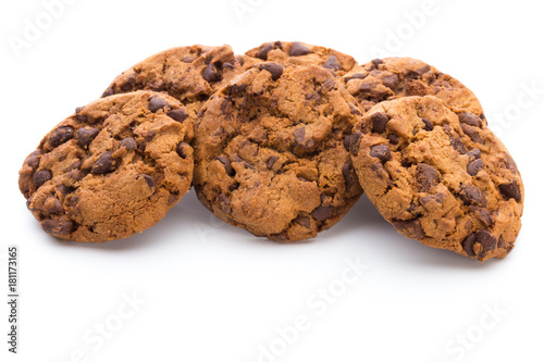 Chocolate Chip Cookie isolated on white background.