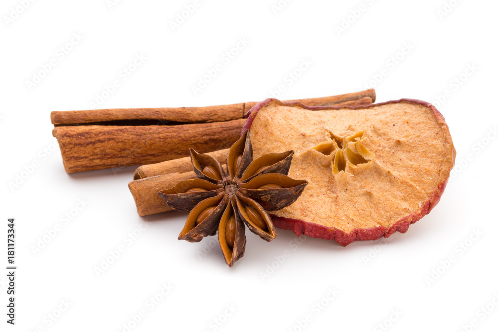 Cloves, anise and cinnamon isolated on white background. Cloves, anise and cinnamon isolated on white background.