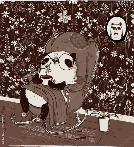 Fototapeta Naklejka Na Ścianę i Meble -  cute panda in armchair