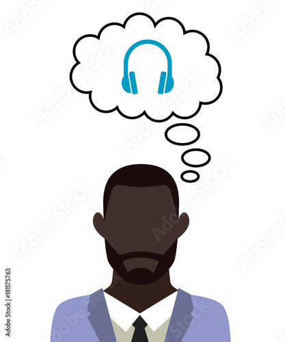 Mann überlegt - Headset