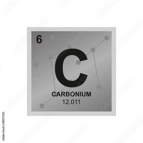 Vector symbol of Carbon from the Periodic Table of the elements on the background from connected molecules