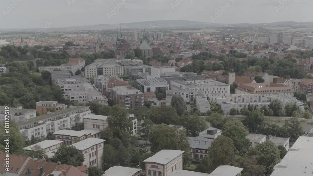 Aerial Drone moving slowly forwards in Erfurt city Germany 4k Aerial Drone moving slowly forwards in Erfurt city Germany 4k