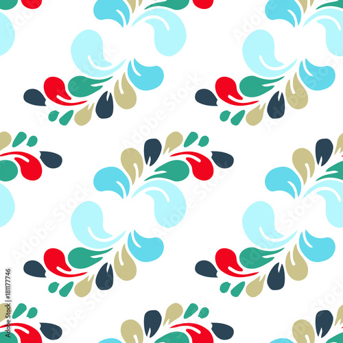 Hand drawn floral pattern made of simple doodles. Cartoon flowers. Seamless background, vector pattern for cushion, pillow, bandanna, kerchief, shawl fabric print. Texture for clothes and bedclothes.