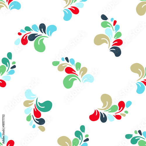 Hand drawn floral pattern made of simple doodles. Cartoon flowers. Seamless background, vector pattern for cushion, pillow, bandanna, kerchief, shawl fabric print. Texture for clothes and bedclothes.