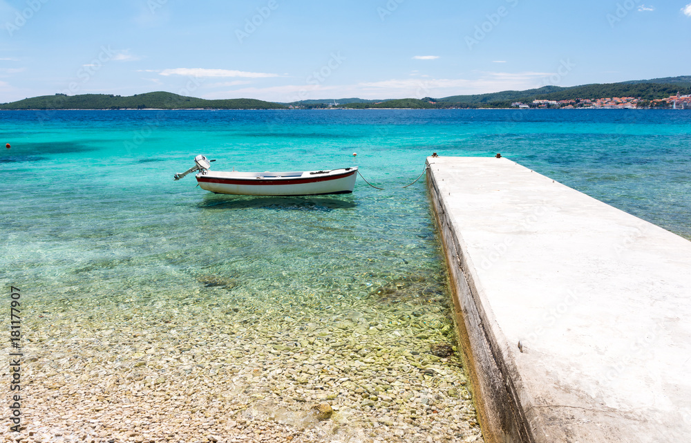 amazing crystal clear water in adriatic sea in Dalmatia, Korcula island, Croatia