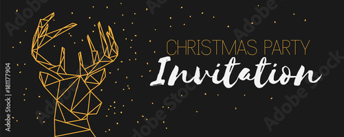Christmas Party Invitation - gold glitter banner
