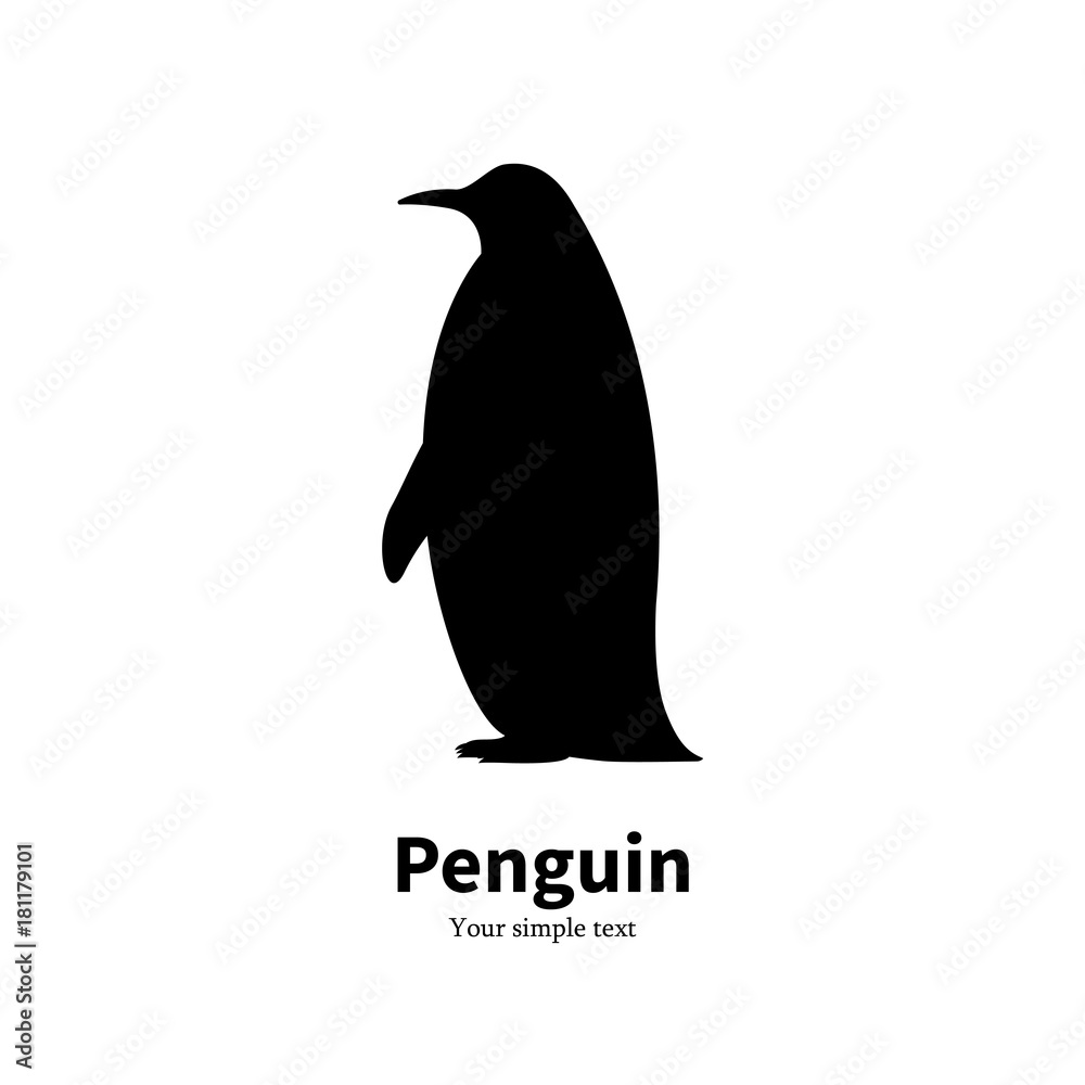 Obraz premium Vector illustration black silhouette of a penguin