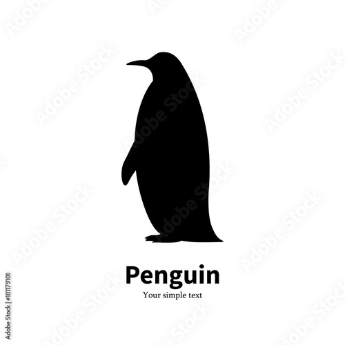 Vector illustration black silhouette of a penguin