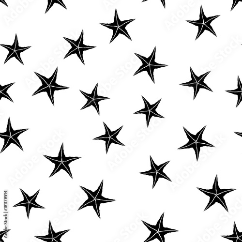 Starfish Silhouette Seamless Pattern