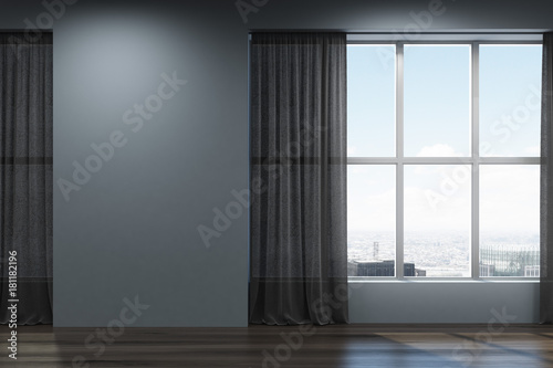 Empty black room  window