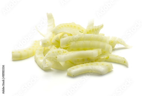 Blanched florence fennel isolated on white background.