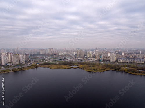 aerial view of Poznyaki. Darnitskiy district, Kiev, Ukraine