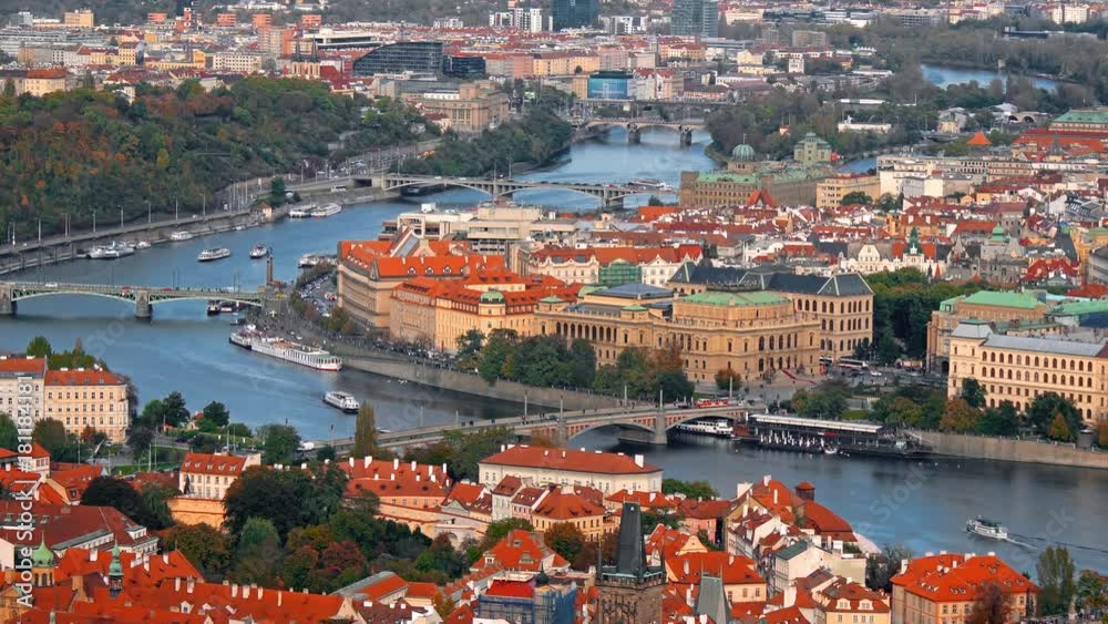 Aerial view of the Old Town architecture with red roofs in Prague , Czech Republic. Vltava river. old town panorama , Czech republic. Aerial view of the Old Town architecture with red roofs in Prague , Czech Republic. Vltava river. old town panorama , Czech republic.
