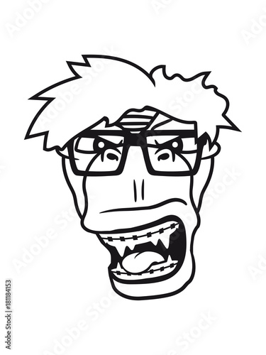 Wallpaper Mural kopf gesicht geek nerd schlau hornbrille zahnspange picken freak intelligent fleischfresser böse monster tyrannus saurus rex hörner t-rex groß comic cartoon dinosaurier saurier dino Torontodigital.ca