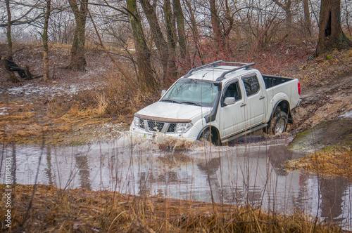 SUV overcomes water obstacle
