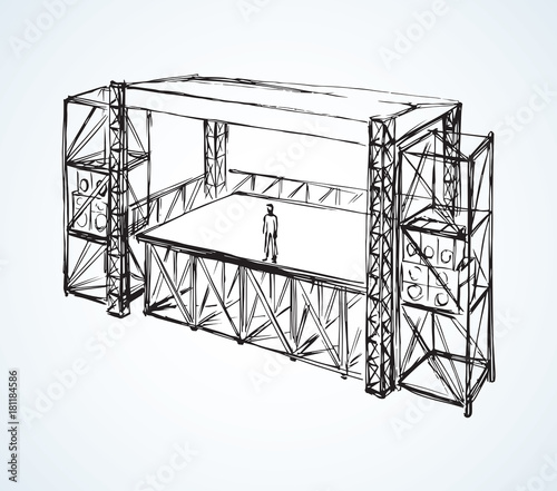 Podium concert stage. Vector drawing