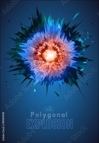 Abstract polygonal explosion graphic illustration
