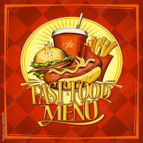 Fast food menu design list with hot dog