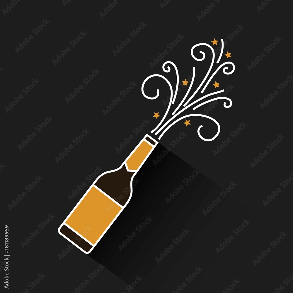 champagne bottle explosion drink celebration vector illustration Stock ...