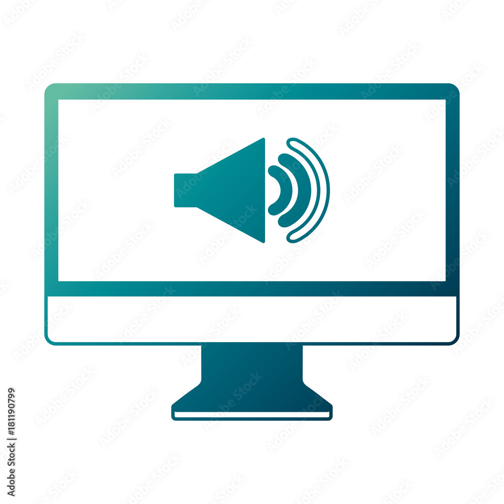 monitor computer sound volume communication vector illustration monitor computer sound volume communication vector illustration