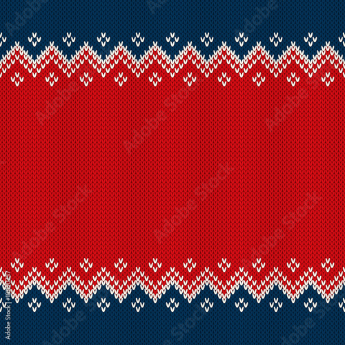 Christmas and New Year Design Knitted Background with a Place for Text. Knitting Sweater Ornamental Design. Wool Knit Texture Imitation