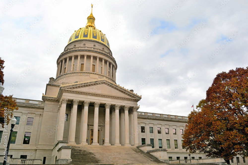 West Virginia State Capitol Building with Colorful Fall Leaves West Virginia State Capitol Building with Colorful Fall Leaves