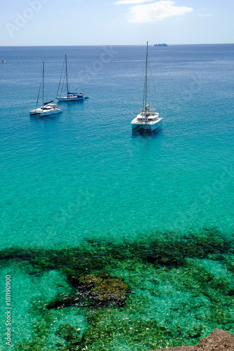 Tourist boats on Fuerteventura  Spain.