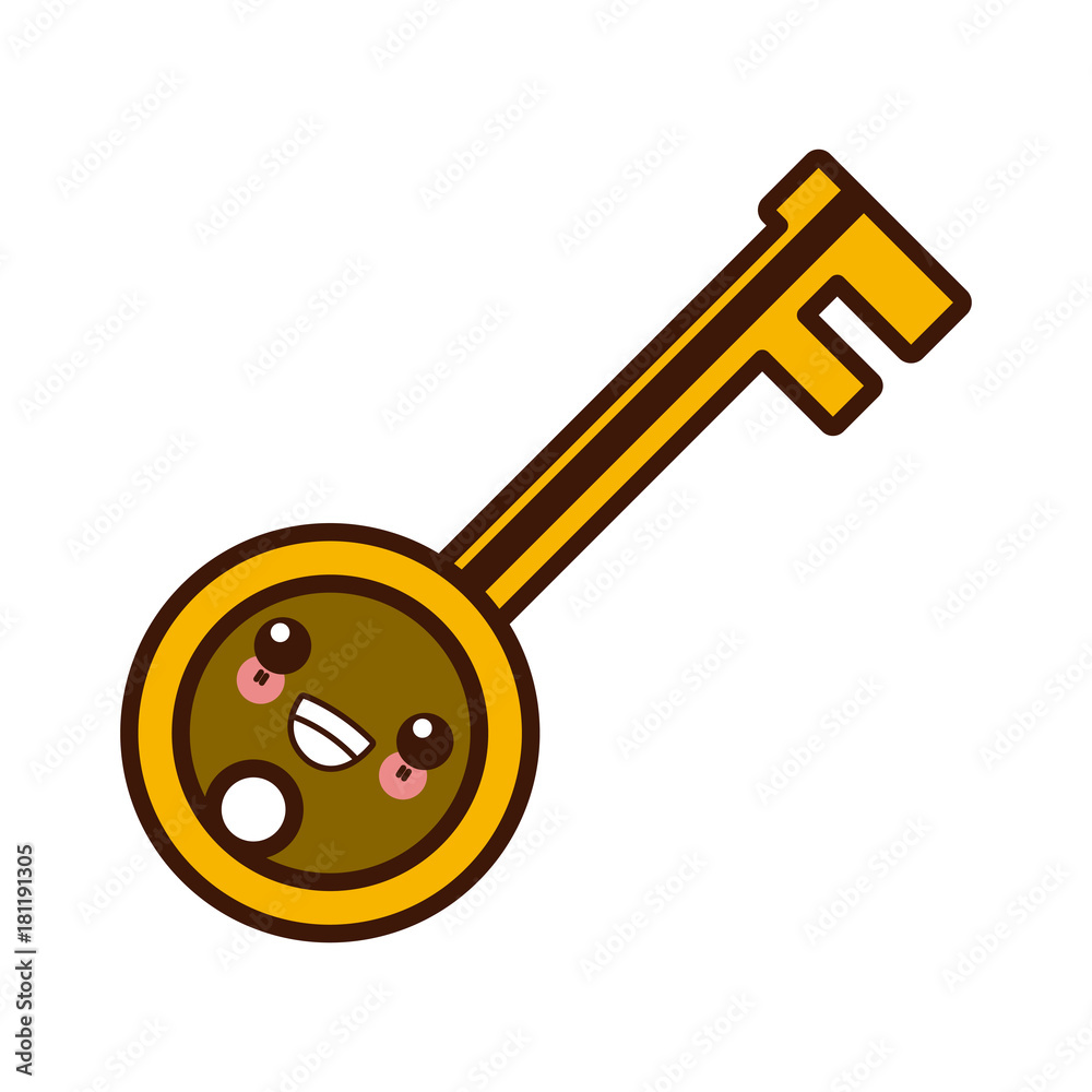 Key door isolated kawaii cute cartoon Key door isolated kawaii cute cartoon