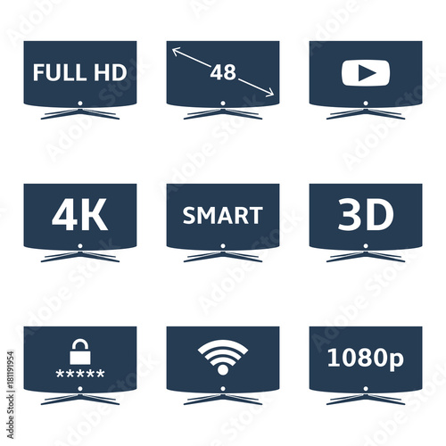 TV icons vector set