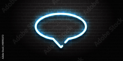 Naklejka Vector realistic isolated neon speech bubble frame for decoration and covering on the wall background.
