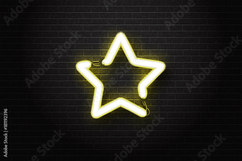 Vector realistic isolated neon sign of star for decoration and covering on the wall background.