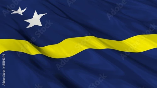 Curacao Flag Waving. Seamless loop. 