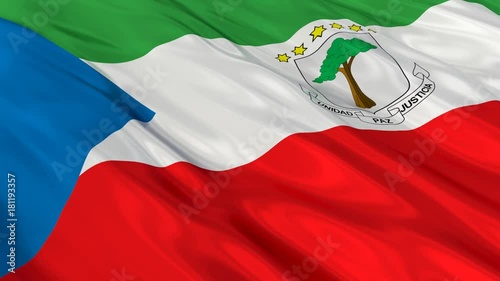 Equatorial Guinea Flag Waving. Seamless loop. 