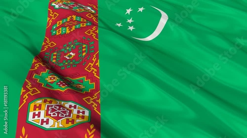 Turkmenistan Flag Waving. Seamless loop. 