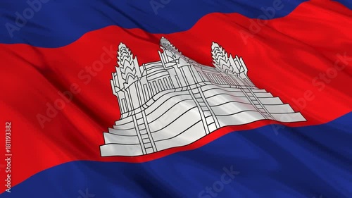 Cambodia Flag Waving. Seamless loop. 