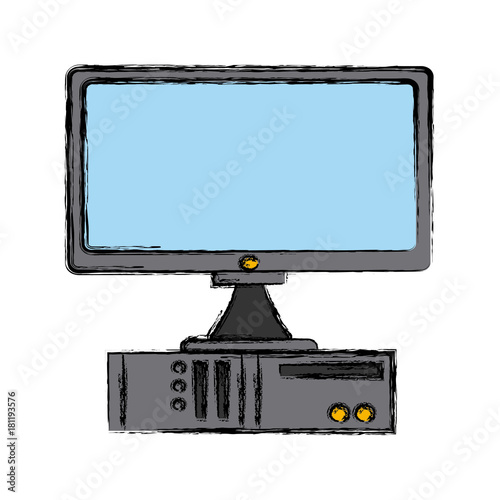 Desk computer technology icon vector illustration graphic design