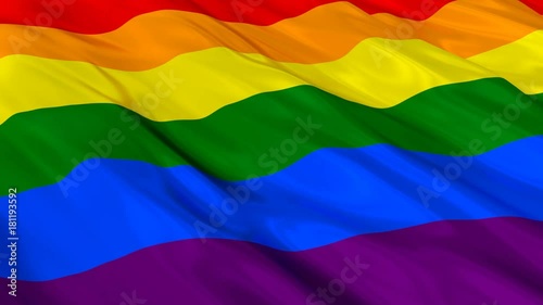 Rainbow Flag Waving. Seamless loop. 