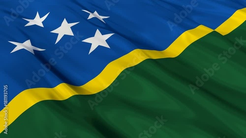 Solomon Islands Flag Waving. Seamless loop. 