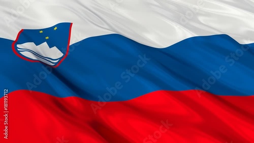 Slovenia Flag Waving. Seamless loop. 