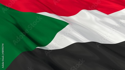 Sudan Flag Waving. Seamless loop. 