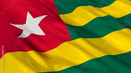 Togo Flag Waving. Seamless loop. 
