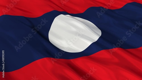Laos Flag Waving. Seamless loop. 
