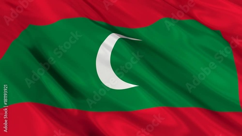 Maldives Flag Waving. Seamless loop. 