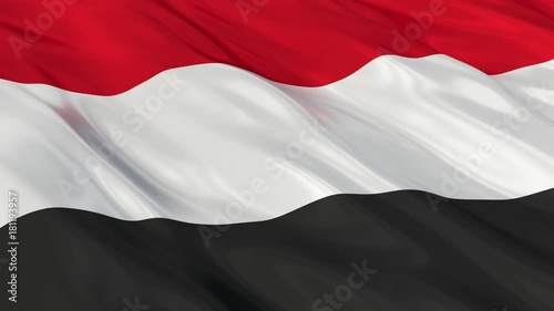 Yemen Flag Waving. Seamless loop. 