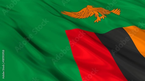 Zambia Flag Waving. Seamless loop. 