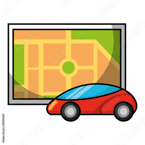 map navigation car autonomous web application vector illustration