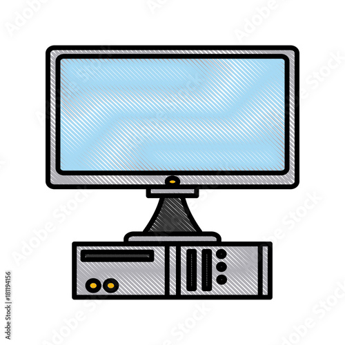 Desk computer technology icon vector illustration graphic design