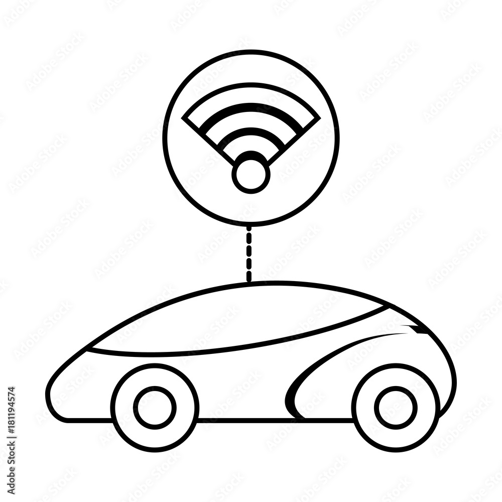 smart or intelligent car connection wifi technology vector illustration smart or intelligent car connection wifi technology vector illustration