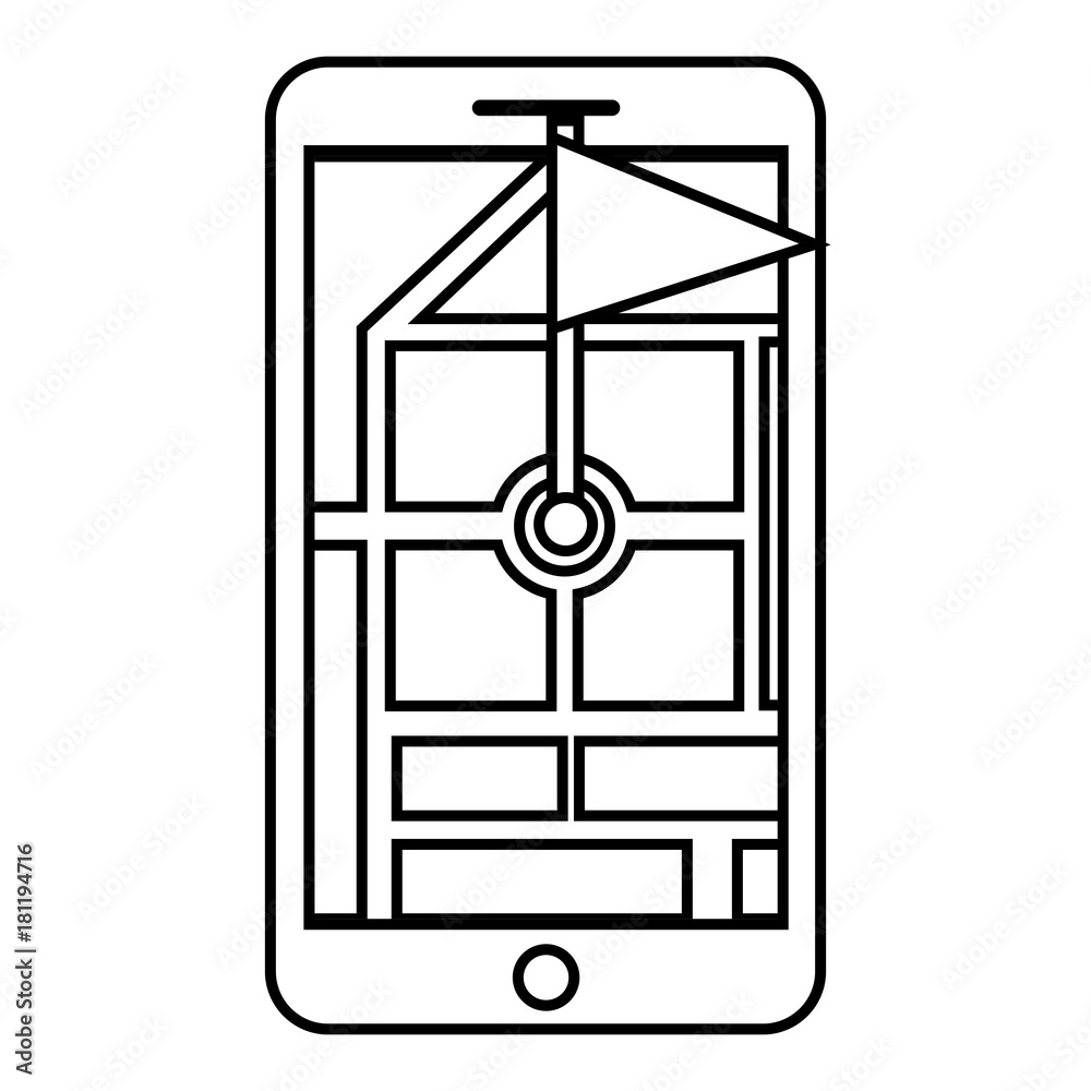smartphone gps navigation pointer flag app vector illustration